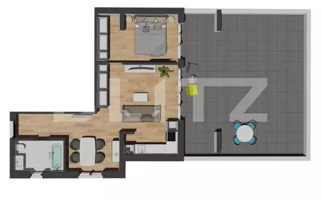 Apartament 2 camere, 54 mp, terasa generoasa, etaj intermediar, zona Vivo Mall