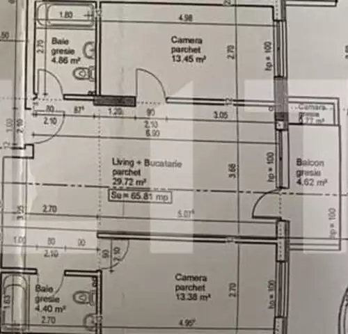 Oportunitate! Apartament 3 camere 70 m2, bloc nou, semifinisat zona Vivo
