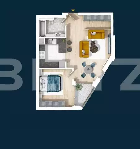 Apartament 2 camere, 50 mp,etaj intermediar, semifinisat, zona centrala