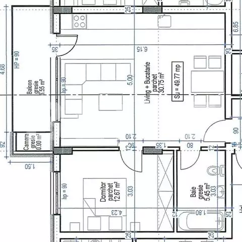 Apartament semidecomandat, 2 camere, lift, incalzire in pardoseala, acces restrictionat, parcare optionala