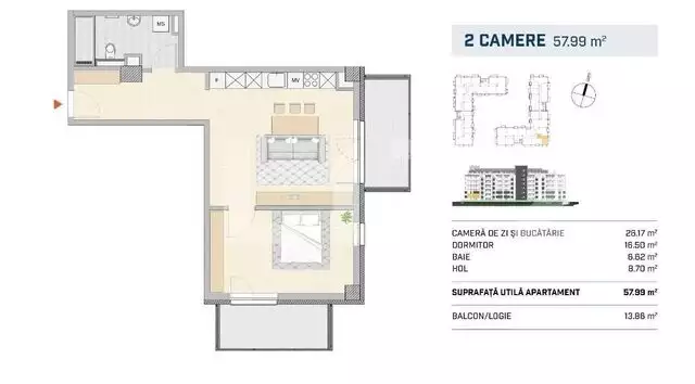 2 camere, finisat, orientare sud-est, SEMICENTRAL!!