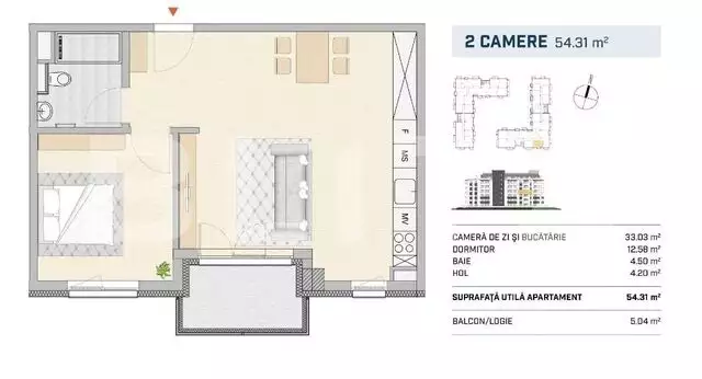 Apartament 2 camere, orientare sudica, finisat, semicentral