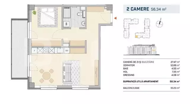 Apartament 2 camere, finisat, orientare SUD-VEST, SEMICENTRAL!!!