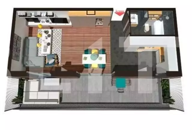 Studio modern, 1 camera, 44 mp, terasa, zona exclusivista!