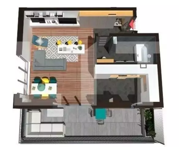 Studio 1 camera, 37 mp, terasa, zona exclusivista Floresti
