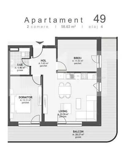 Comision 0! Apartament cu 3 camere, 58.63mp, zona Centrala 