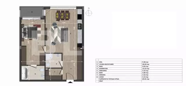 Apartament 2 camere, 70mp, imobil nou, CF disponibil