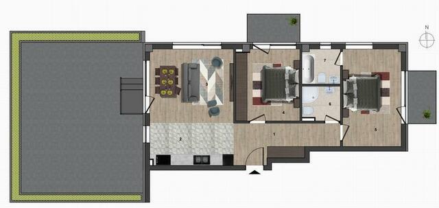 Apartament 3 camere, 73 mp, terasa 51mp, bloc NOU!