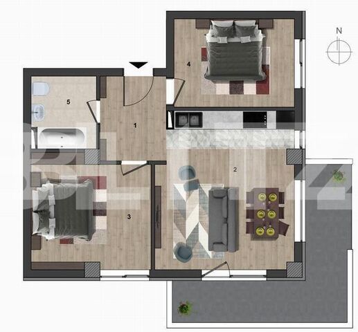 Apartament 3 camere, 57.85 mp, etaj intemediar, orientare SUDICA!