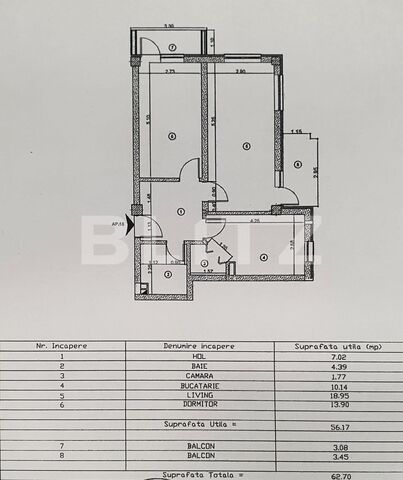 Apartament decomandat, cu 2 camere, 56,5 mp, rate fara dobanda, direct de la dezvoltator! - PropertyBook