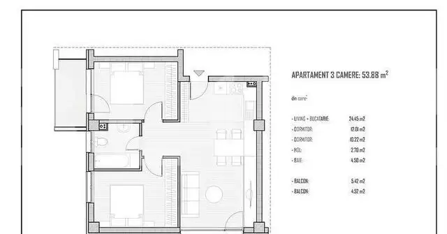 3 camere, etajul 3, predare Septembrie  2021 !  - PropertyBook