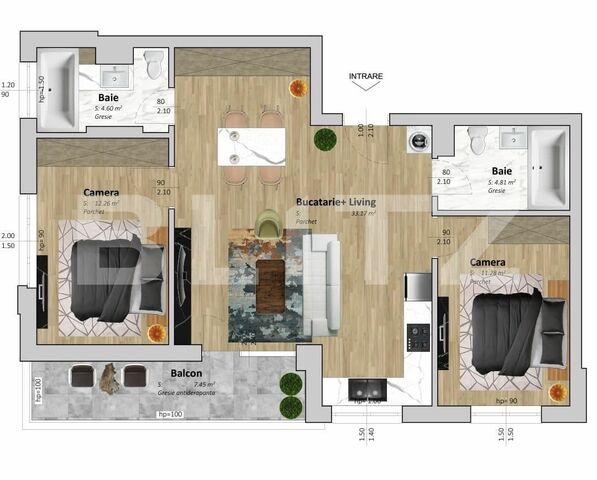 Apartament 3 camere, 66 mp, zona VIVO! Optional parcare!