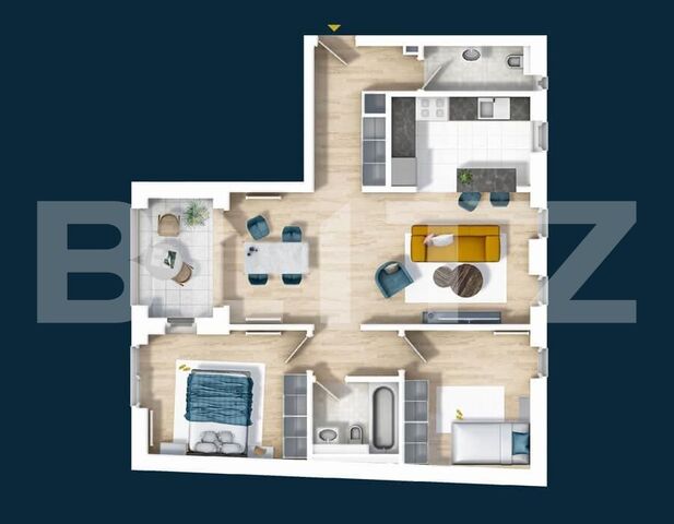 Apartament 3 camere, 73.5 mp, bloc nou, Central!