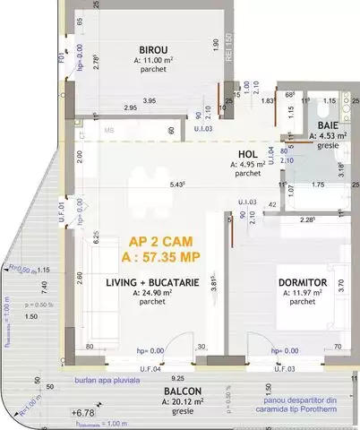Apartament 2 camere, 57 mp + terasa ,zona exclusivista Eroilor - PropertyBook
