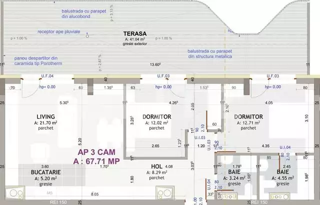 Apartament 3 camere, 68 mp, terasa 41 mp, zona strazii Eroilor - PropertyBook