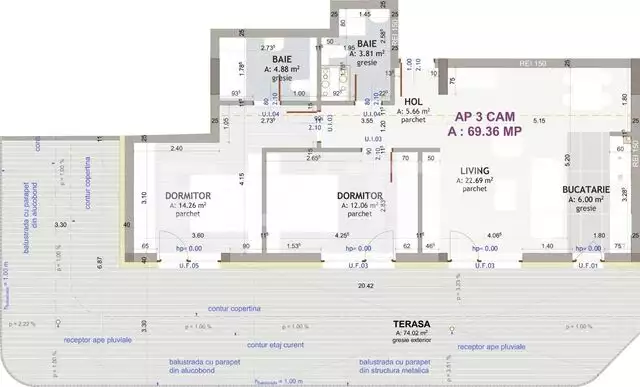 Apartament 3 camere, 69 mp, terasa, zona exclusivista Eroilor - PropertyBook