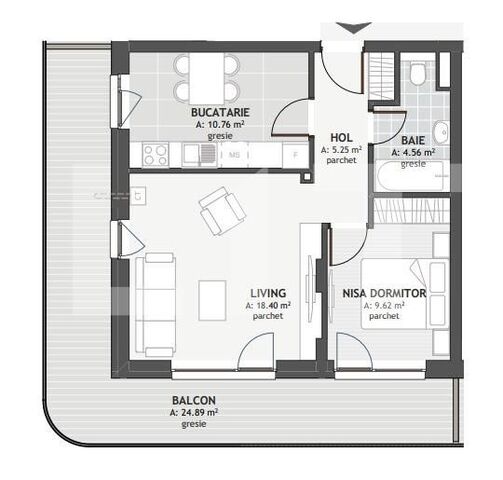 Apartament de 2 camere, 48.6 mp, zona exclusivista Centrala