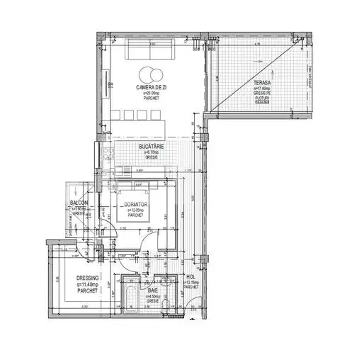 Apartament 3 camere, 71,85 mp + terasa 17,60 mp, zona Someseni