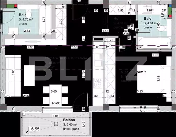 Apartament 49 mp 2 camere zona Regal