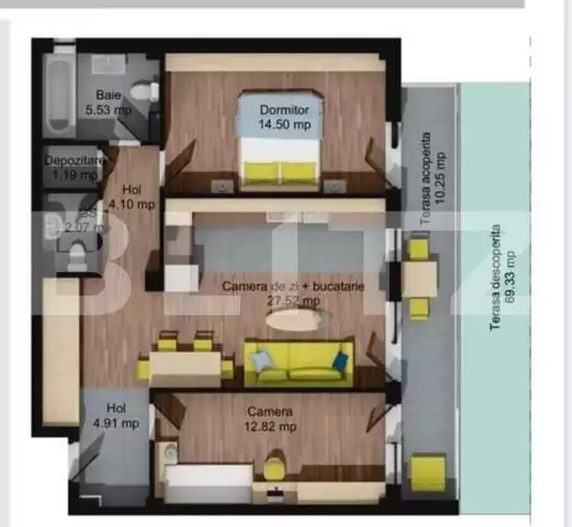 Apartament 3 camere , 2 bai, finisat modern, 72mp cu gradina de 80mp  - PropertyBook