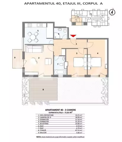 Apartament 3 camere, 76mp, terasa 46mp, Zorilor