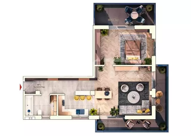 Apartament 2 camere, 64 mp, 23 mp balcon, zona Dorobantilor