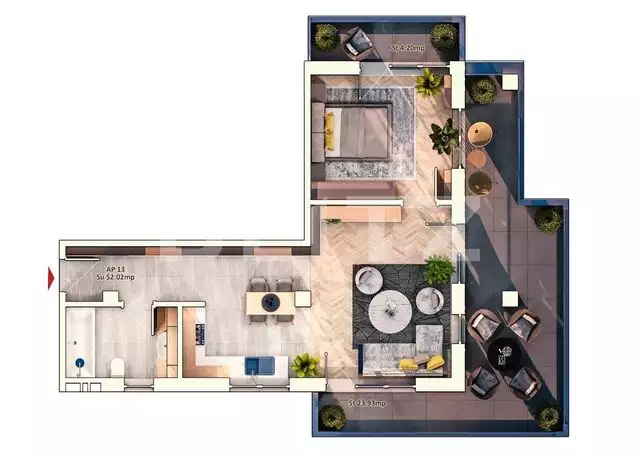 Apartament 2 camere, 52 mp,28 mp balcon, zona Dorobantilor