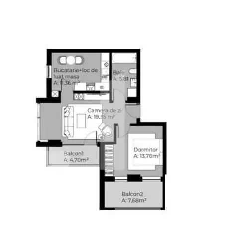 Apartament 2 camere, 50 mp, ansamblu premium, Iulius Mall