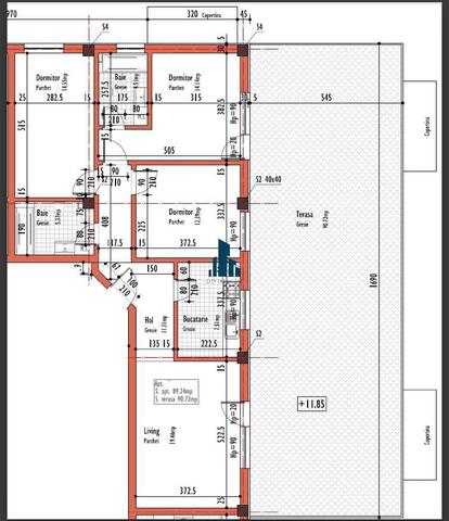 Apartament 4 camere Decomandat, cu 3 bai, S-89 mp, terasa 90 mp., bloc nou, CF, str. Corneliu Coposu