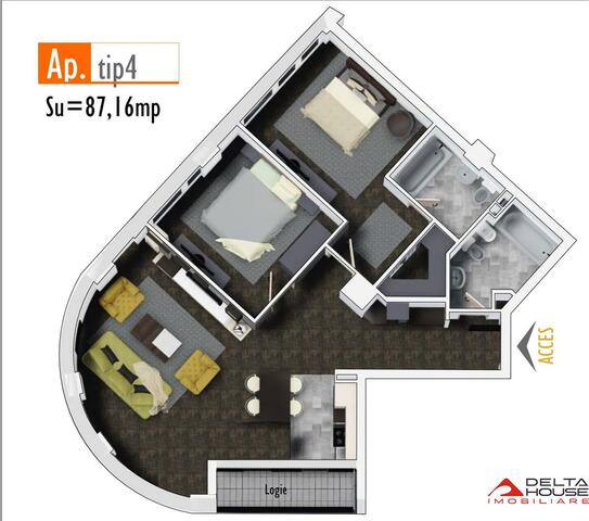 Apartament 3 camere Marasti, 87 mp utili, semifinisat, parcare inclusa