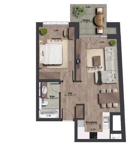 Apartament 2 camere,  constructie noua,  parcare, zona Onisifor Ghibu