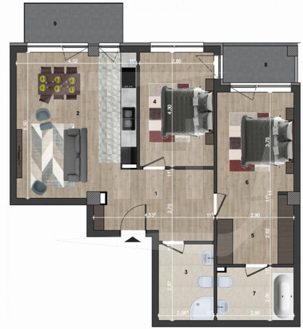 Apartament 3 camere, 2 balcoane, imobil nou, zona Calea Turzii