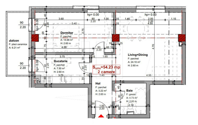 Apartament 2 camere, decomandat, semifinisat, etaj 2, zona Ira