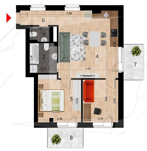 Apartament 3 camere, etaj intermediar, imobil nou, parcare, zona Golden Tulip
