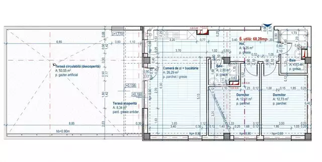 Apartament 3 camere, terasa 63 mp, constructie noua, zona Regal - PropertyBook