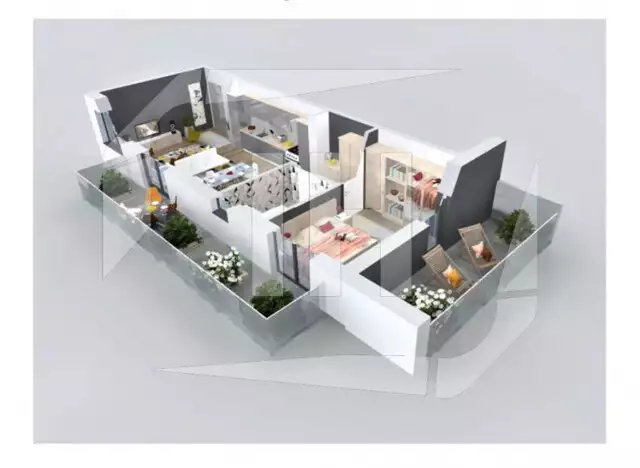 Apartament 2 camere, semifinisat, cu CF, 2 terase, zona Calea Borhanci - PropertyBook