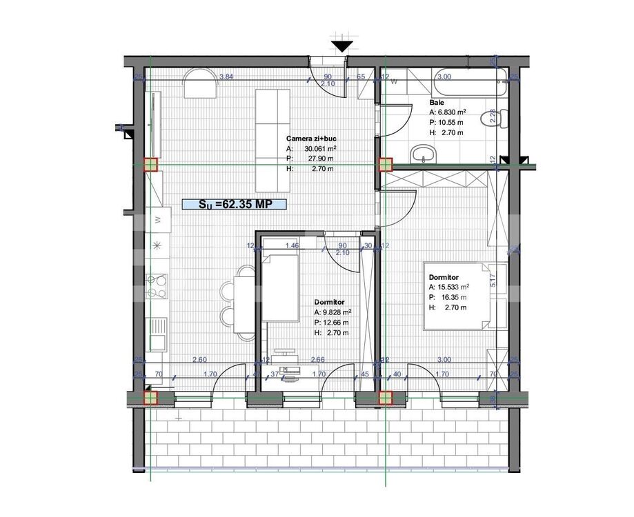Apartament de 3 camere, 62 mp,zona Terra