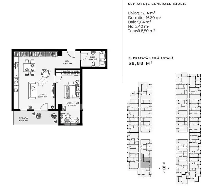 Apartament cu 2 camere, imobil premium, zona Iulius Mall - PropertyBook