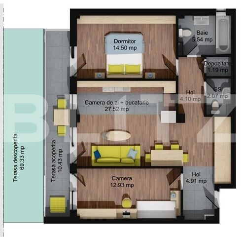 Apartament cu 3 camere, cu terasa spatioasa , zona Regal Baciu  - PropertyBook
