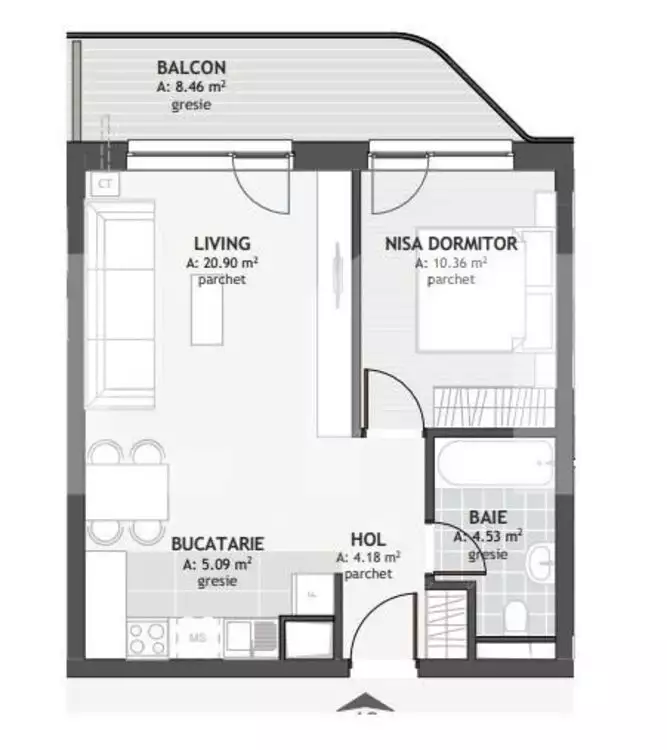 Comision 0 ! Apartament 2 camere , 45.06 mp, zona exclusivista Centrala - PropertyBook