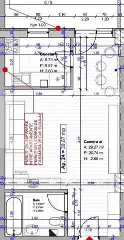 Apartament 1 camera, 39 mp, semifinisat, parcare, zona Terra - PropertyBook