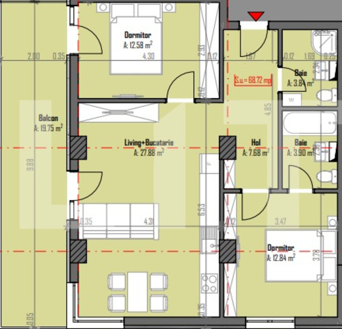 Apartament de 3 camere, 72 mp utili, 22 mp terasa, Someseni - PropertyBook