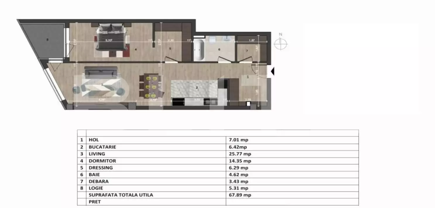Apartament 2 camere, 68 mp, etaj intermediar, imobil nou, Europa - PropertyBook