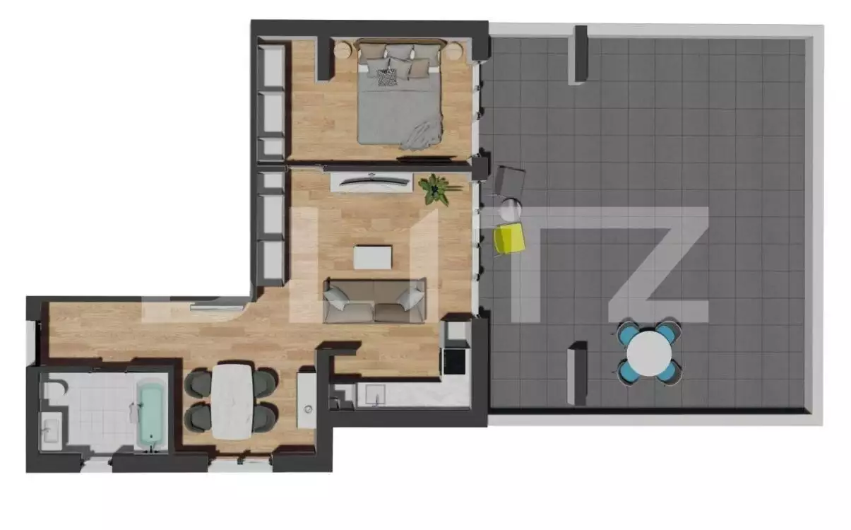 Apartament 2 camere, 54 mp, terasa generoasa, etaj intermediar, zona Vivo Mall - PropertyBook