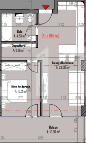 Apartament de 2 camere, etaj intermediar, 47 mp + terasa 17 mp - PropertyBook