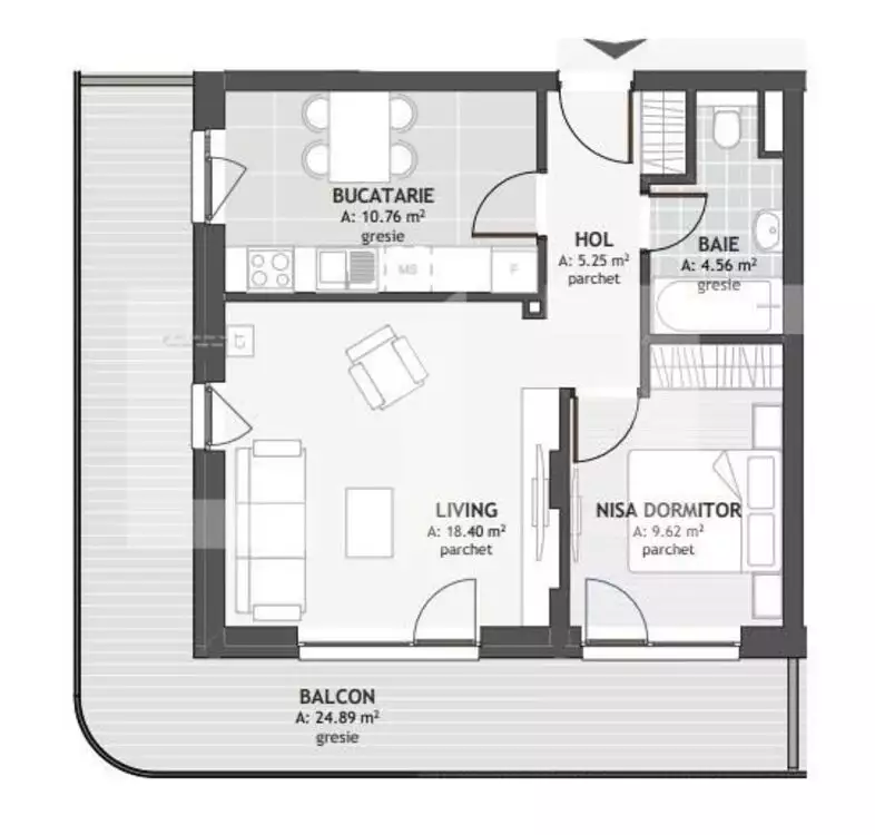 Comision 0! Apartament de 2 camere, 48.6 mp, zona exclusivista Centrala - PropertyBook