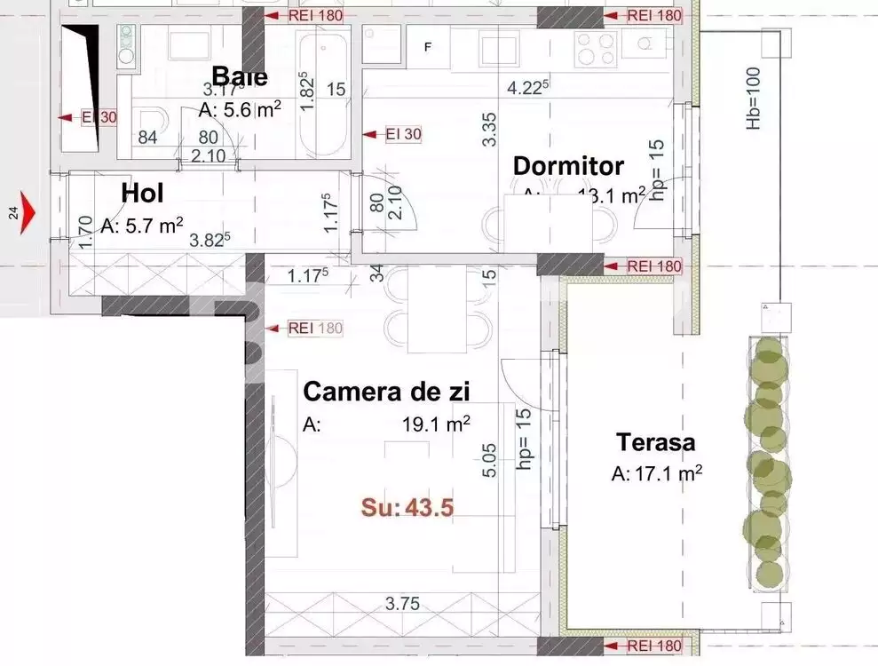 Apartament de 2 camere in bloc nou, 43mp + terasa 17mp, parcare in zona Metro - PropertyBook