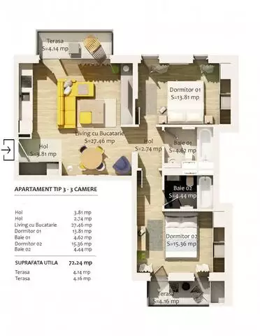 Apartament 72.24 mp, intr-un ansamblu rezidential premium - PropertyBook