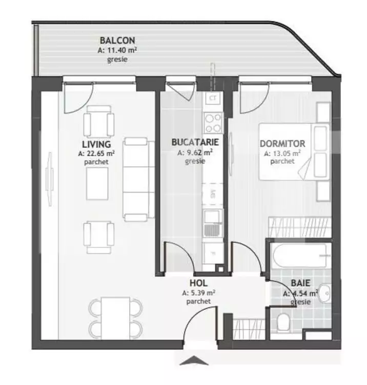 Apartament 2 camere, 55.25 mp, zona exclusivista Centrala - PropertyBook