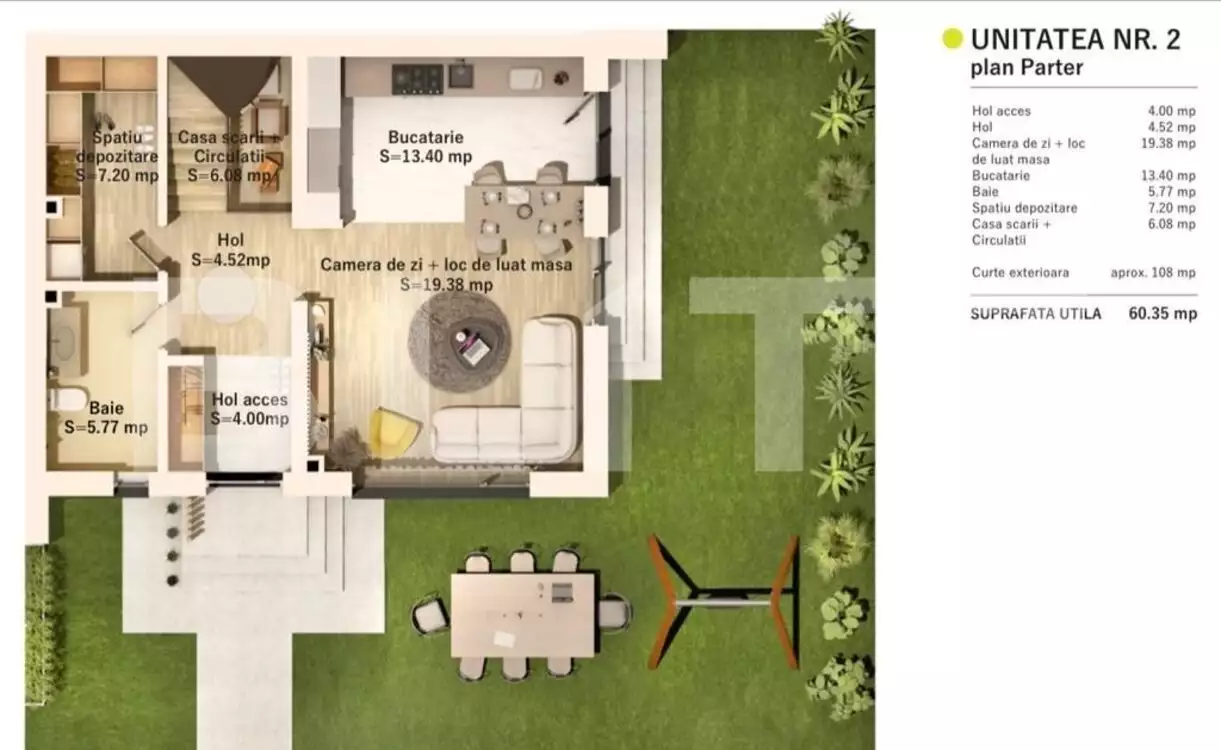 Apartament 4 camere, 120 mp, curte de cca 95 mp, zona Tauti - PropertyBook